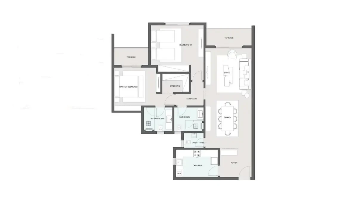 Floor Plan apartment in نايا ويست الشيخ زايد